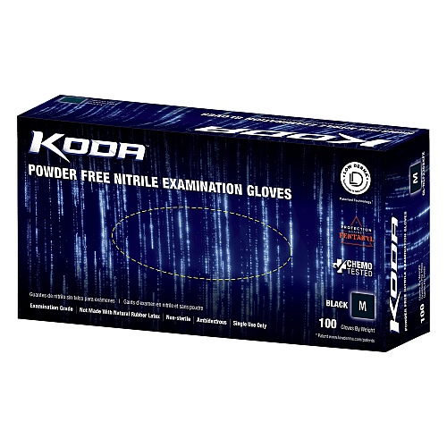 Koda Nitrile Powder Free 5.5 Mil Exam Gloves Black Med - Box Of 100 (GL-NCF235BKFM)