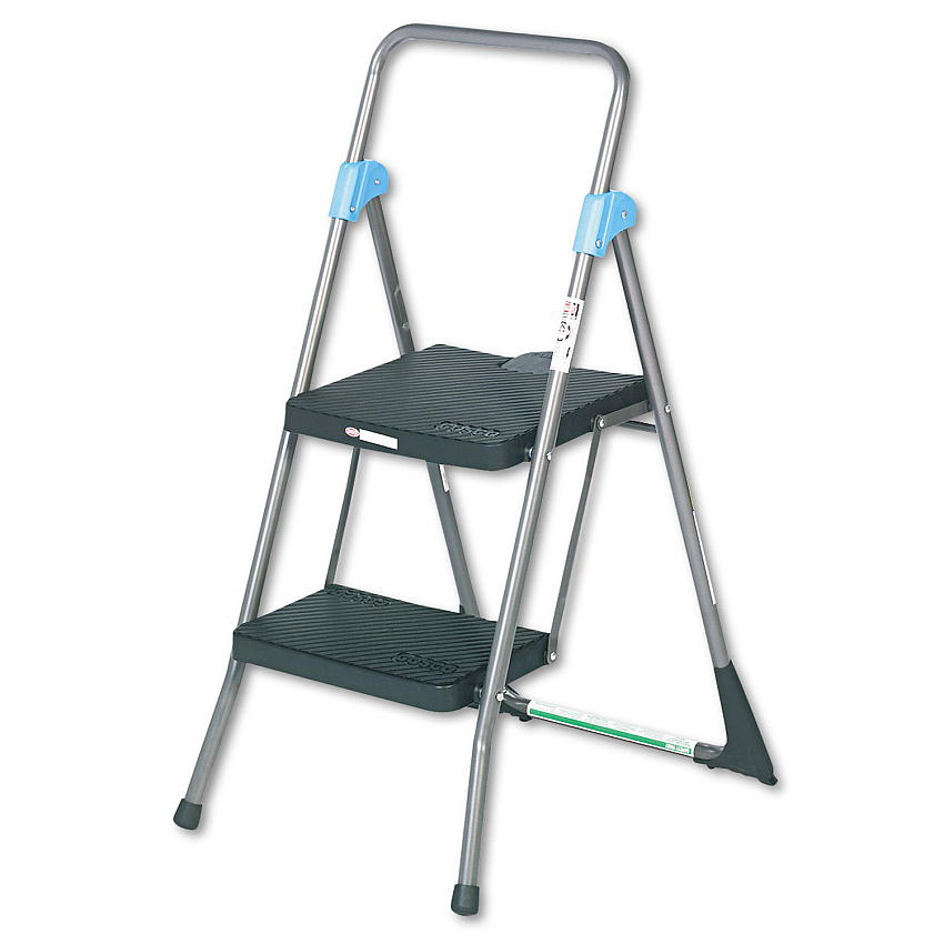 COSCO Commercial 2-Step Folding Stool, 300 lb Capacity, 20.5 x 24.75 x 39.5, Gray (11829GGB)
