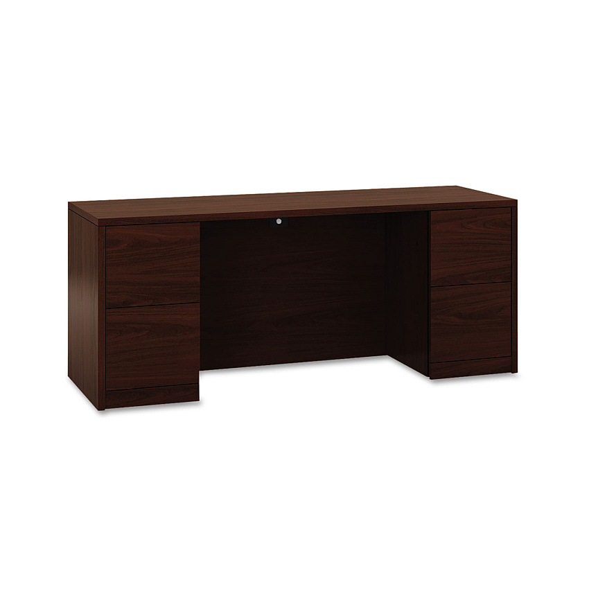 HON 10500 Series Kneespace Credenza With Full-Height Pedestals, 72w x 24d x 29.5h, Mahogany (105900NN)