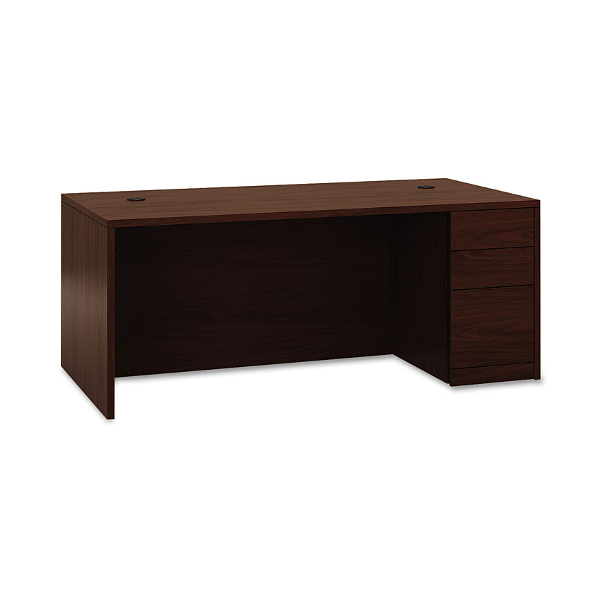 HON 10500 Series "L" Workstation Right Pedestal Desk with Full-Height Pedestal, 72" x 36" x 29.5", Mahogany (105895RNN)