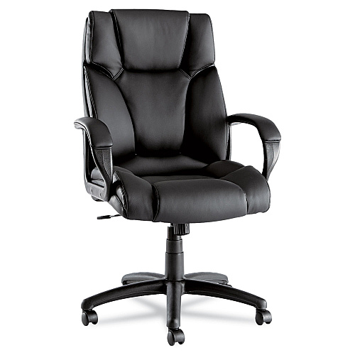 Alera Fraze Series Executive High-Back Swivel/Tilt Bonded Leather Chair, Supports 275 lb, 17.71" to 21.65" Seat Height, Black (ALEFZ41LS10B)