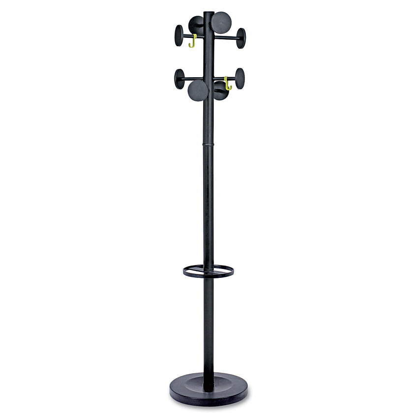 Alba Stan3 Steel Coat Rack, Stand Alone Rack, Eight Knobs, 15w x 15d x 69.3h, Black (PMSTAN3N)