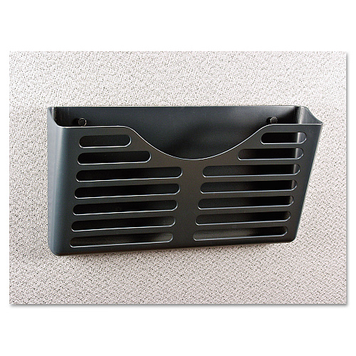 Universal Recycled Plastic Cubicle Single File Pocket, Cubicle Pins Mount, 13.5 x 3 x 7, Charcoal (UNV08162)