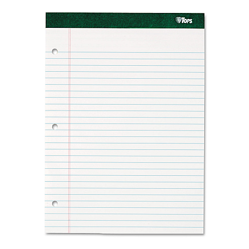 TOPS Double Docket Ruled Pads with Extra Sturdy Back, Wide/Legal Rule, 100 White 8.5 x 11.75 Sheets (63379)