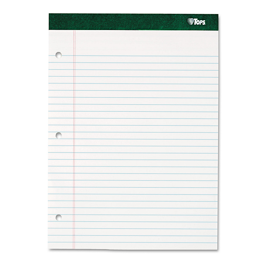 TOPS Double Docket Ruled Pads with Extra Sturdy Back, Wide/Legal Rule, 100 White 8.5 x 11.75 Sheets (63379)