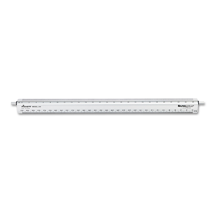 Chartpak Adjustable Triangular Scale Aluminum Engineers Ruler, 12", Long, Silver (240)