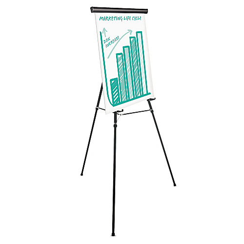 Universal Heavy-Duty Adjustable Presentation Easel, 69" Maximum Height, Metal, Black (UNV43034)
