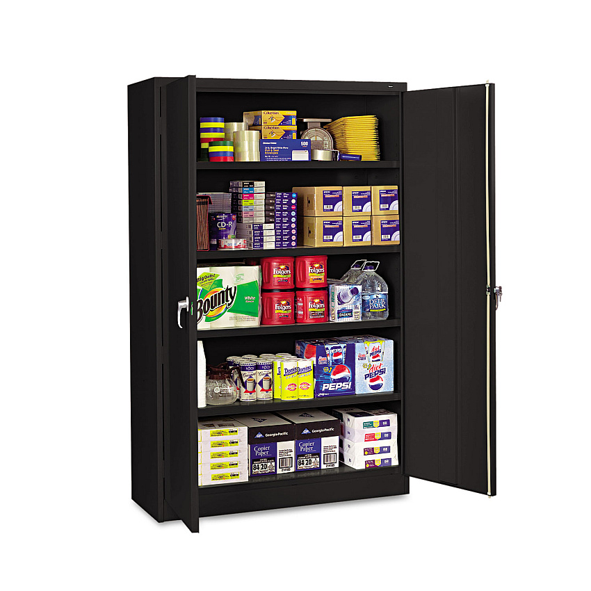 Tennsco Assembled Jumbo Steel Storage Cabinet, 48w x 18d x 78h, Black (J1878SUBK)