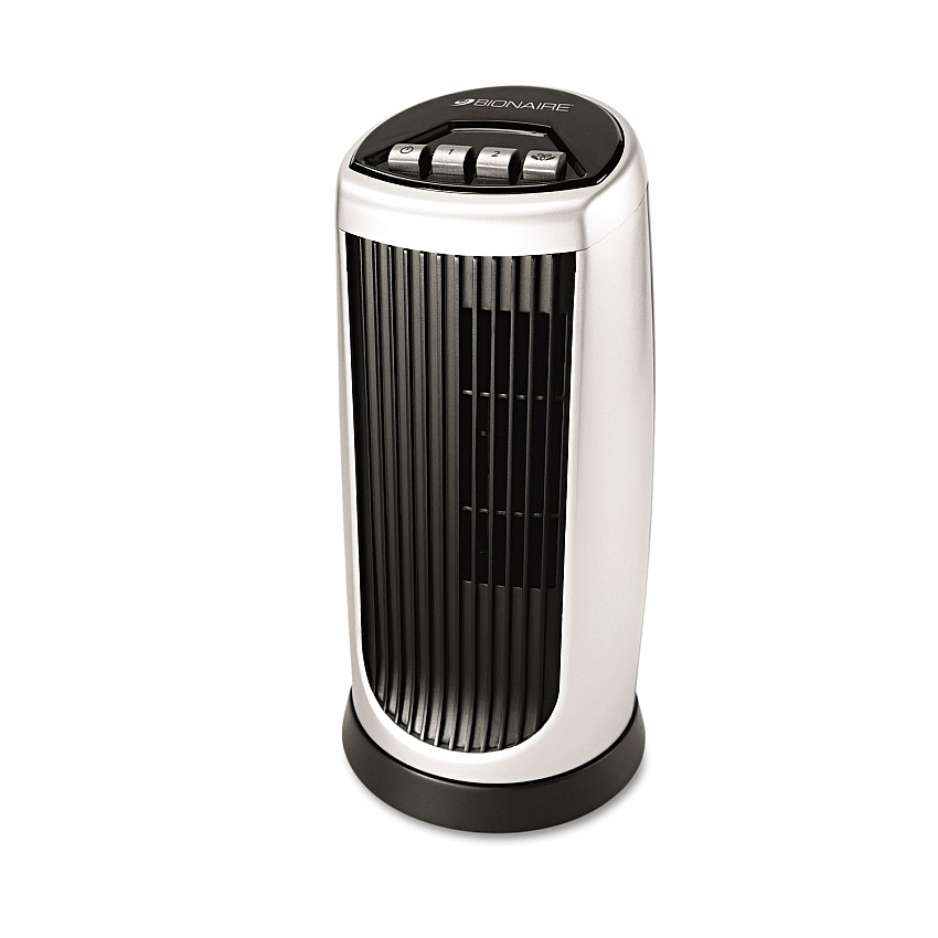 Bionaire Personal Space Mini Tower Fan, Two-Speed, Black/Silver (BT014AU)