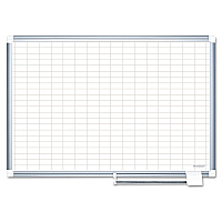 MasterVision Gridded Magnetic Porcelain Dry Erase Planning Board, 1 x 2 Grid, 72 x 48, White Surface, Silver Aluminum Frame (CR1230830)