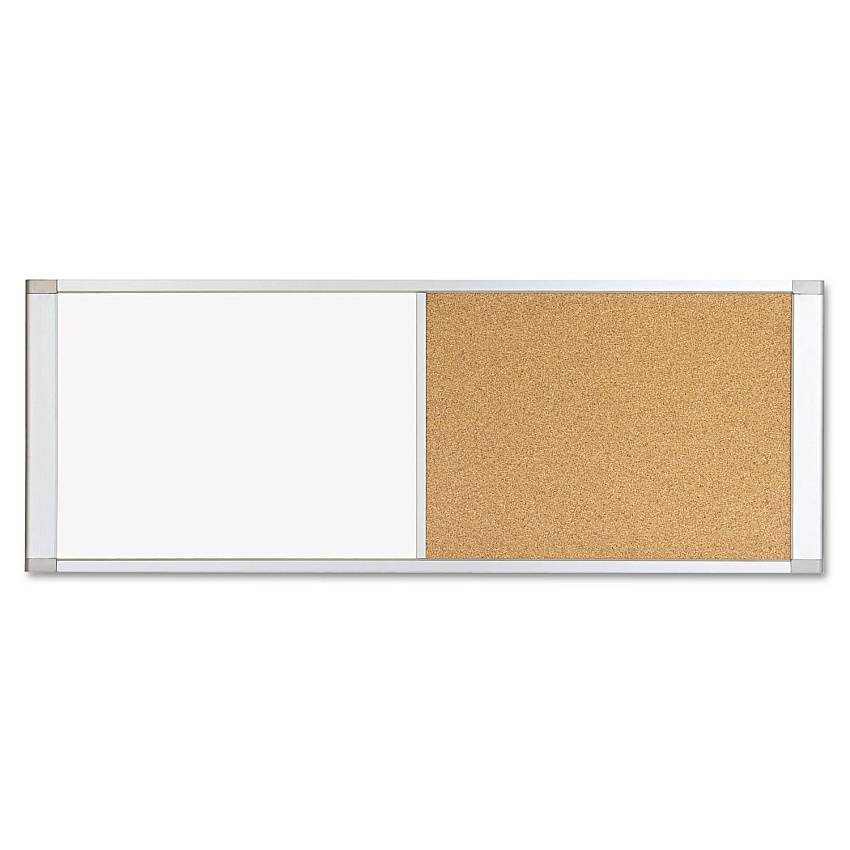 MasterVision Combo Cubicle Workstation Dry Erase/Cork Board, 48 x 18, Tan/White Surface, Aluminum Frame (XA42003700)