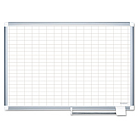MasterVision Gridded Magnetic Steel Dry Erase Planning Board, 1 x 2 Grid, 48 x 36, White Surface, Silver Aluminum Frame (MA0592830)