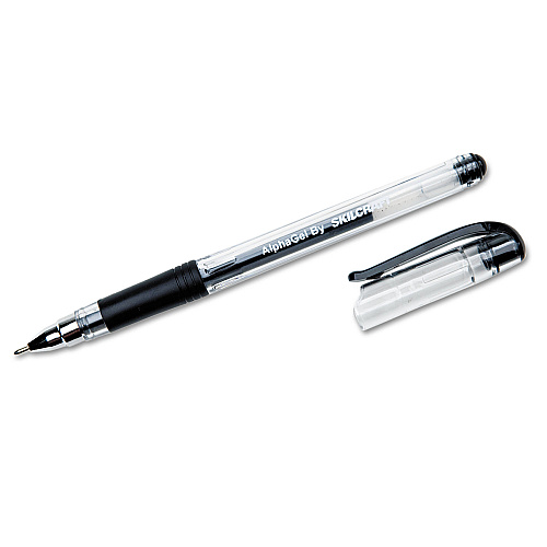 AbilityOne 7520014845250, SKILCRAFT AlphaGel Gel Pen, Stick, Medium 0.7 mm, Black Ink, Clear Barrel, Dozen