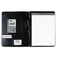 AbilityOne 7510014844563, SKILCRAFT Black Leather Look Portfolio, Solar Calculator/Writing Pad/Pen