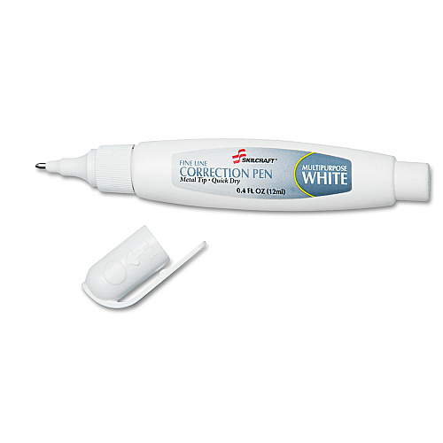 AbilityOne 7510013861609, SKILCRAFT Correction Fluid Pen, 0.4 oz, White