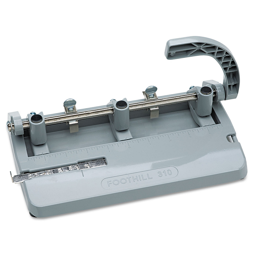 AbilityOne 7520002633425, SKILCRAFT Heavy-Duty Three-Hole Punch, 13/32" Holes, 28-Sheet, Gray