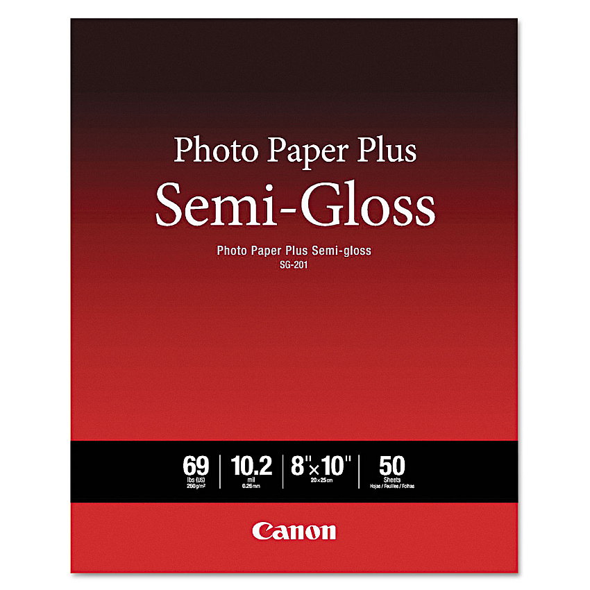 Canon Photo Paper Plus Semi-Gloss, 10.2 mil, 8 x 10, Semi-Gloss White, 50/Pack (1686B062)