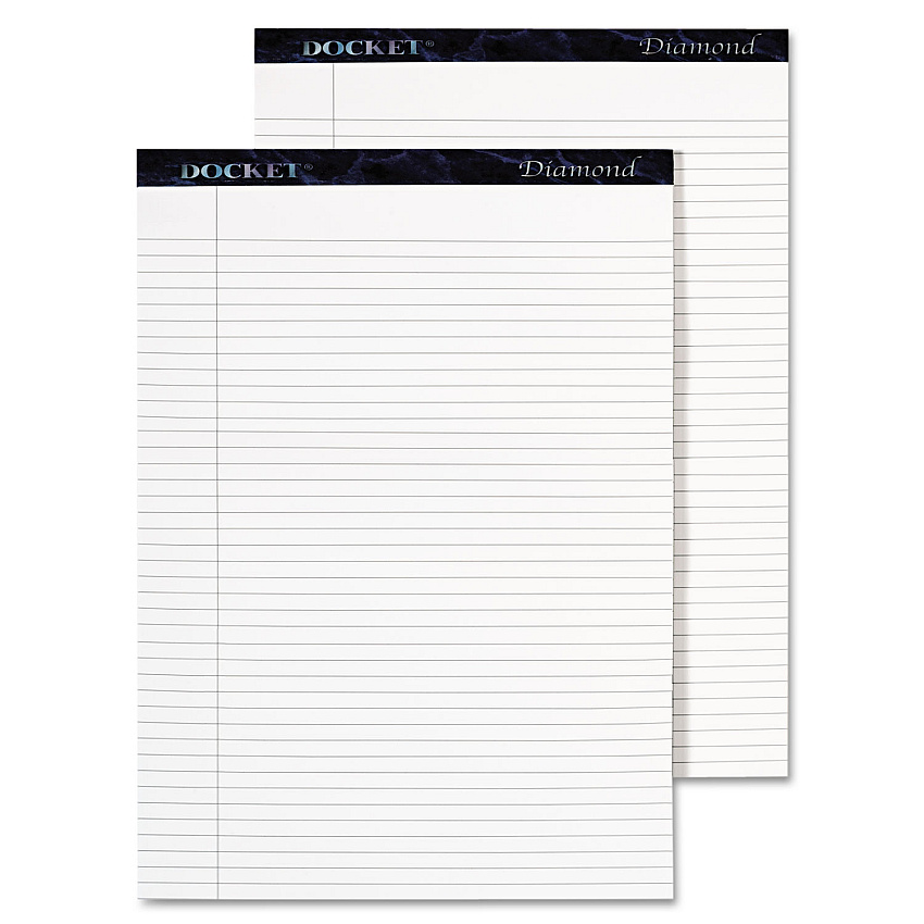 TOPS Docket Diamond Ruled Pads, Wide/Legal Rule, 50 White 8.5 x 11.75 Sheets, 2/Box (63975)