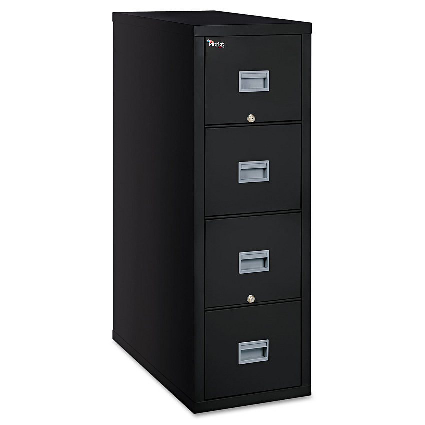 FireKing Patriot Insulated Four-Drawer Fire File, 17.75w x 31.63d x 52.75h, Black (4P1831CBL)
