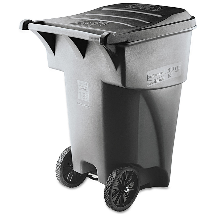 Rubbermaid Commercial Brute Roll-Out Heavy-Duty Container, 95 gal, Polyethylene, Gray (9W22GY)
