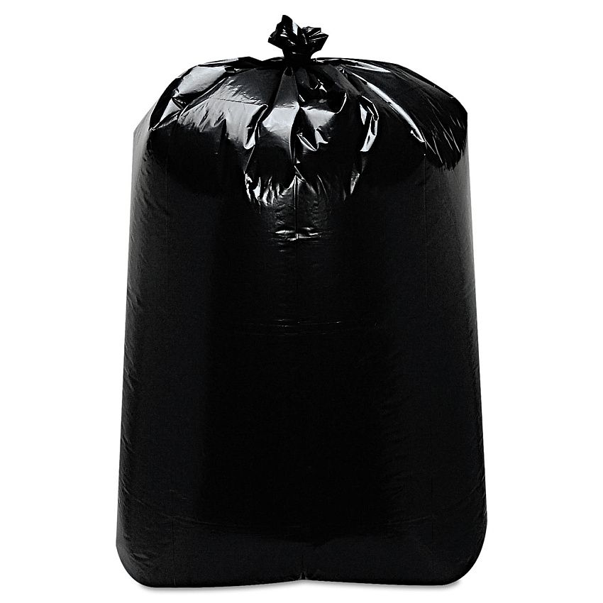 Trinity Plastics Low-Density Can Liners, 60 gal, 1.6 mil, 22" x 58", Black, Flat Pack, 100/Carton (ML3858X)