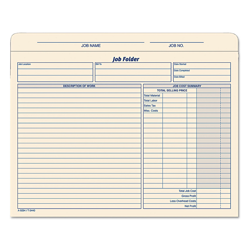 TOPS Job Folder, Straight Tabs, Letter Size, Manila, 20/Pack (3440)