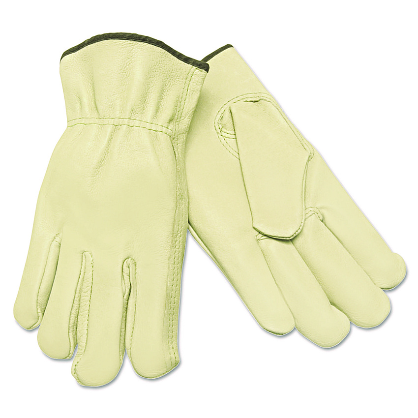 MCR Safety Unlined Driver's Gloves, Gunn Cut, Keystone Thumb, Small, Cream, 12 Pairs (3400S)
