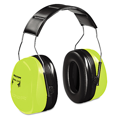 3M Peltor Optime 105 Hi-Viz Earmuffs, 30 dB NRR, Hi-Viz Green (H10AHV)