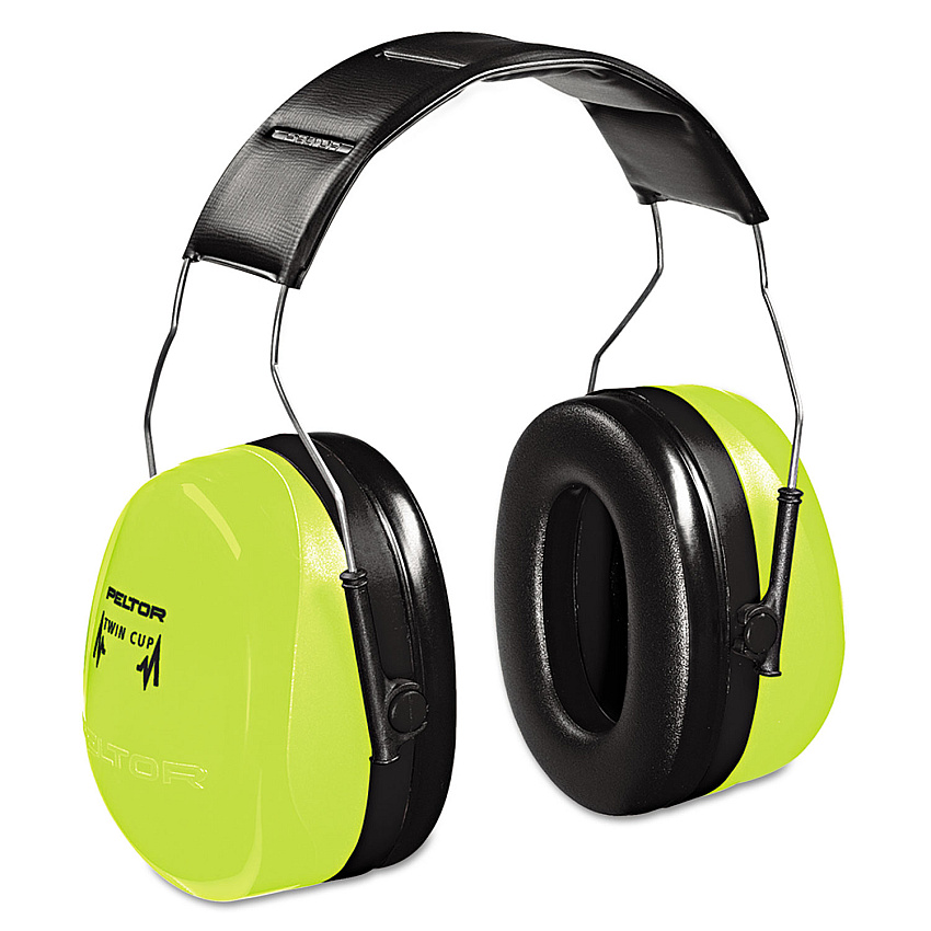 3M Peltor Optime 105 Hi-Viz Earmuffs, 30 dB NRR, Hi-Viz Green (H10AHV)