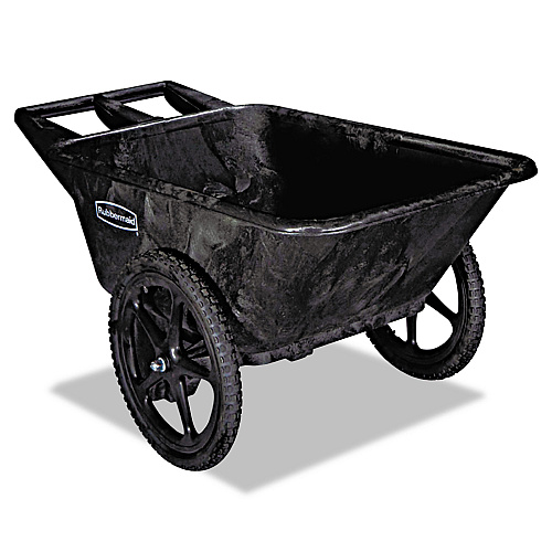 Rubbermaid Commercial Big Wheel Agriculture Wheelbarrow, 300 lb Capacity, 32.75" x 58" x 28.25", Black (5642BLA)