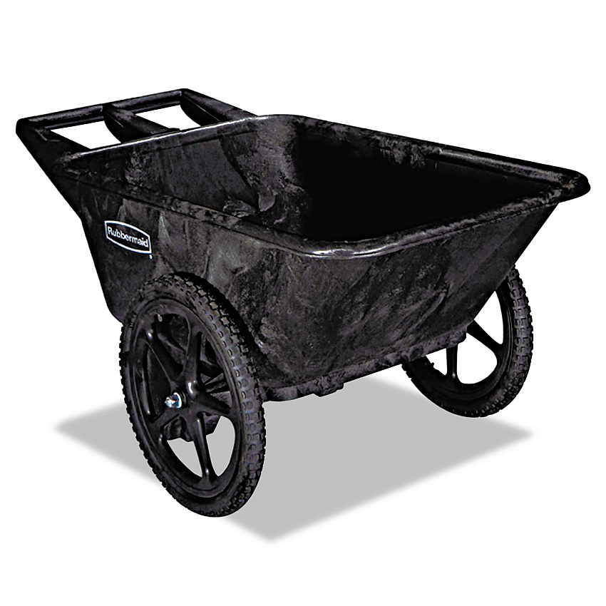 Rubbermaid Commercial Big Wheel Agriculture Wheelbarrow, 300 lb Capacity, 32.75" x 58" x 28.25", Black (5642BLA)