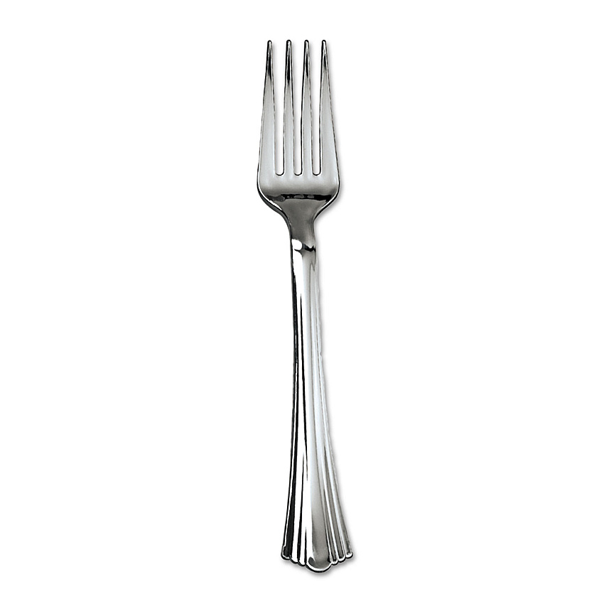 WNA Heavyweight Plastic Forks, Reflections Design, Silver, 600/Carton (610155)