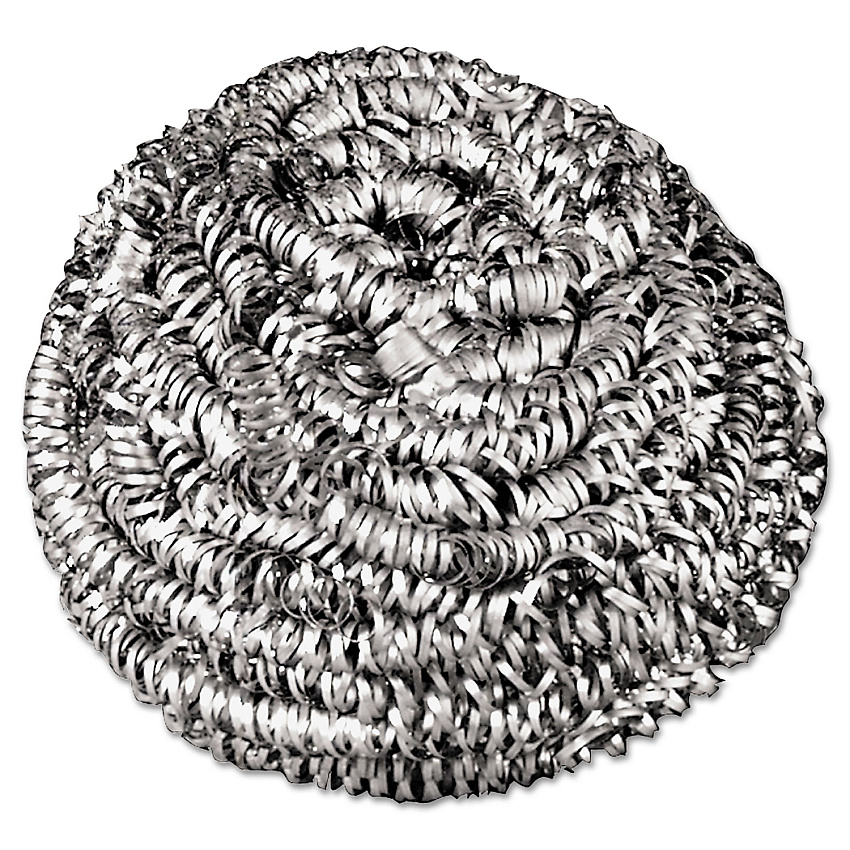 Boardwalk&reg; Stainless Steel Scrubber, Medium Size, Steel Gray, 72/Carton (BWK35)
