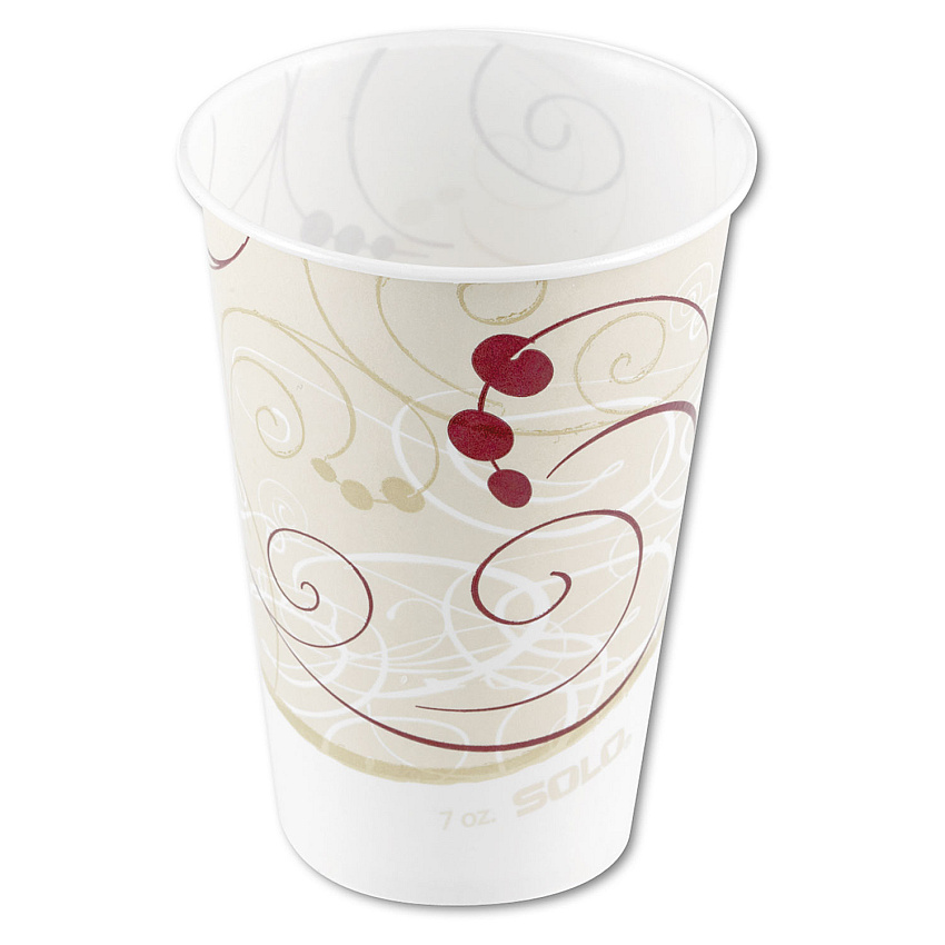 SOLO Symphony Design Wax-Coated Paper Cold Cups, ProPlanet Seal, 7 oz, Beige/White, 100/Sleeve, 20 Sleeves/Carton (R7NSYM)