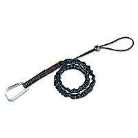 ergodyne Squids 3100 Lanyard with Aluminum Carabiner + Cinch-Loop, 10 lb Max Working Capacity, 35" to 45" Long, Black (19002)