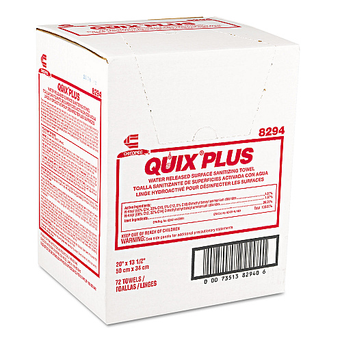 Chix Quix Plus Cleaning and Sanitizing Towels, 13.5 x 20, Pink, 72/Carton (8294)