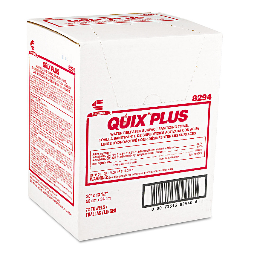 Chix Quix Plus Cleaning and Sanitizing Towels, 13.5 x 20, Pink, 72/Carton (8294)