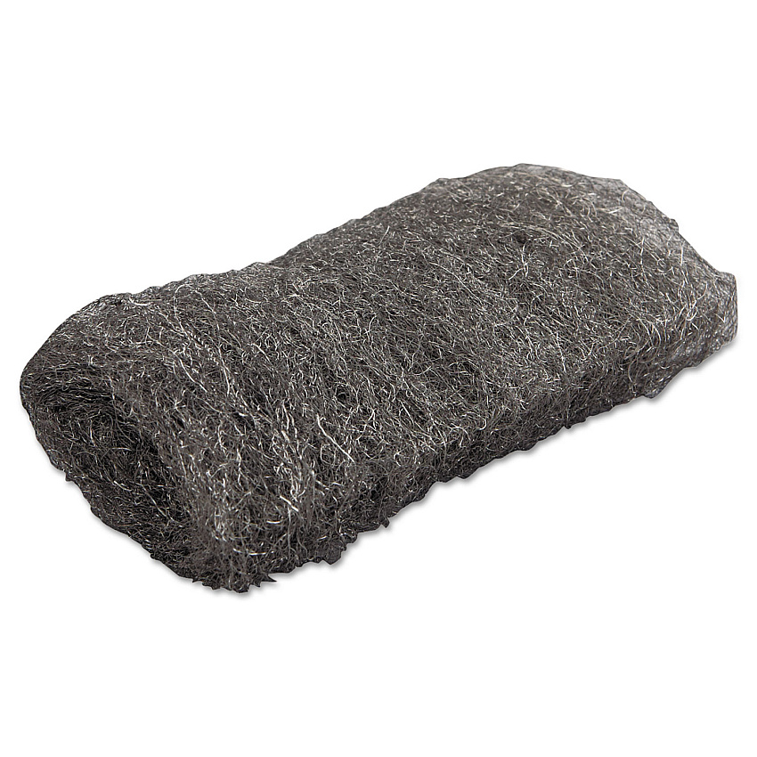 Industrial-quality Steel Wool Hand Pads, #1 Medium, Steel Gray, 16 Pads/sleeve, 12 Sleeves/carton