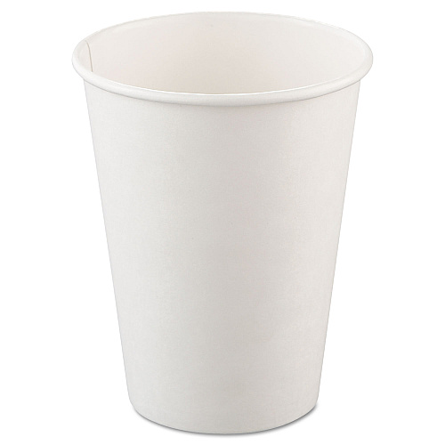 SOLO Single-Sided Poly Paper Hot Cups, 12 oz, White, 50/Bag, 20 Bags/Carton (412WN)