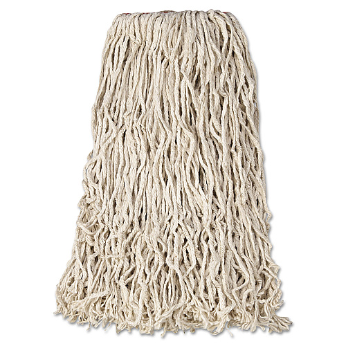 Rubbermaid Commercial Premium Cut-End Cotton Wet Mop Head, 24 oz, White, 1" White Band, 12/Carton (F11812)