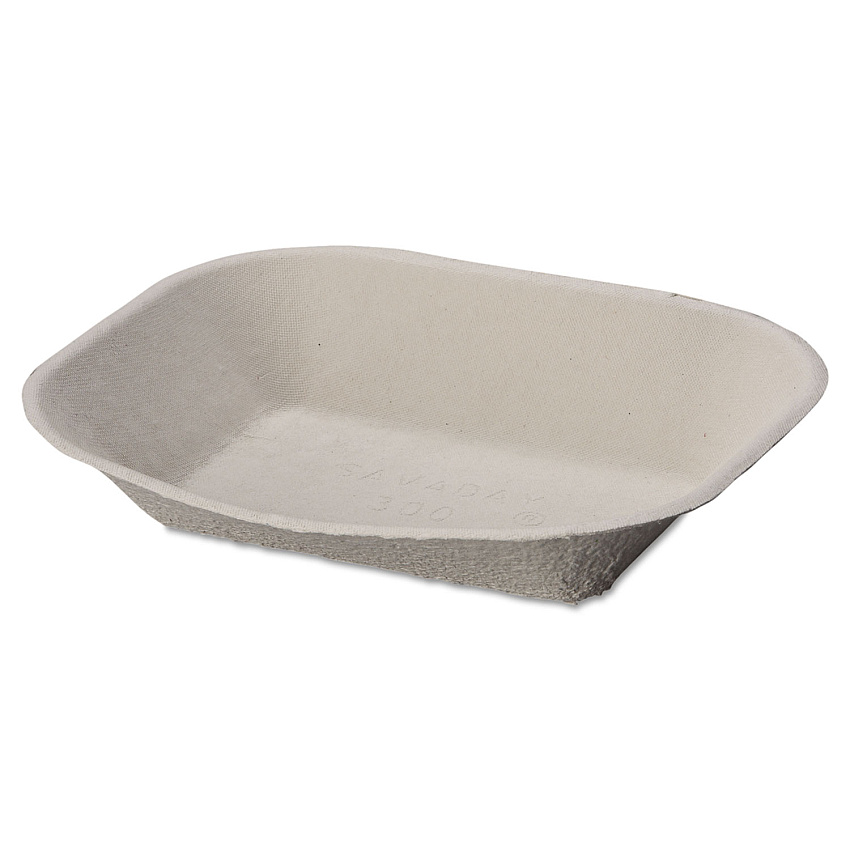 Chinet Savaday Molded Fiber Food Tray, 1-Compartment, 7 x 9, Beige, Paper, 250/Bag, 500/Carton (10405CT)