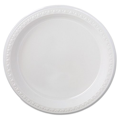 Chinet Heavyweight Plastic Plates, 9" dia, White, 125/Pack, 4 Packs/Carton (81209)