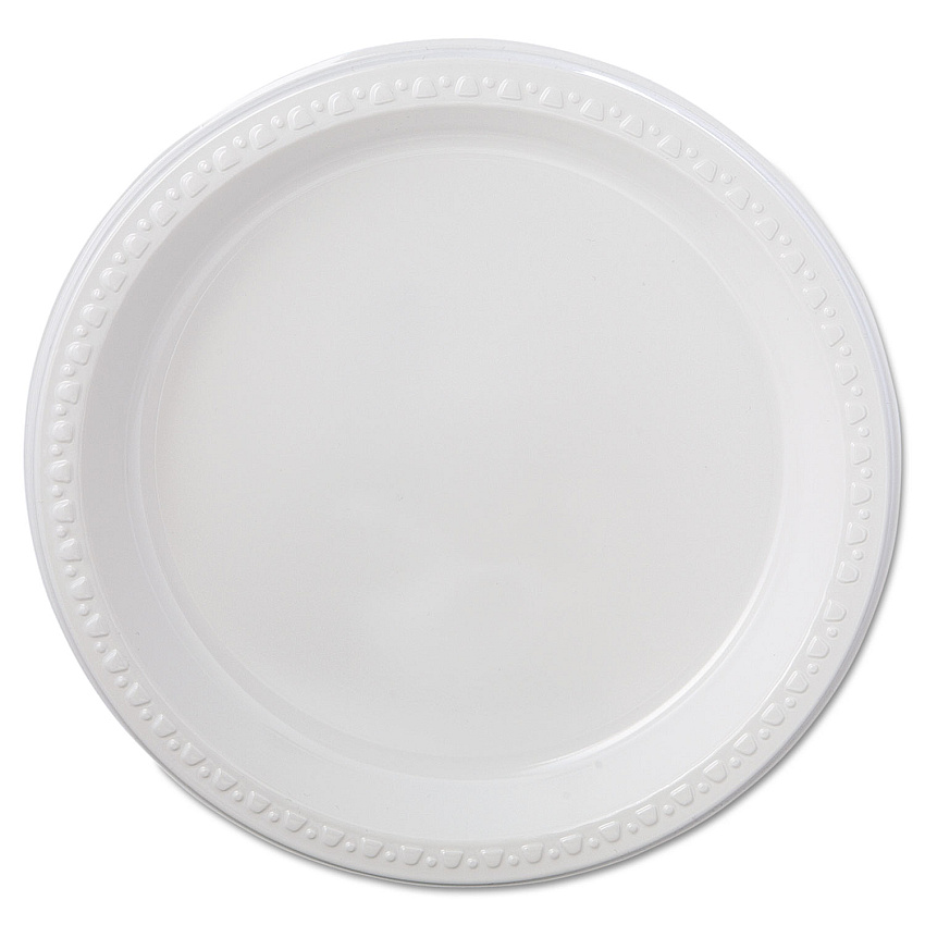 Chinet Heavyweight Plastic Plates, 9" dia, White, 125/Pack, 4 Packs/Carton (81209)
