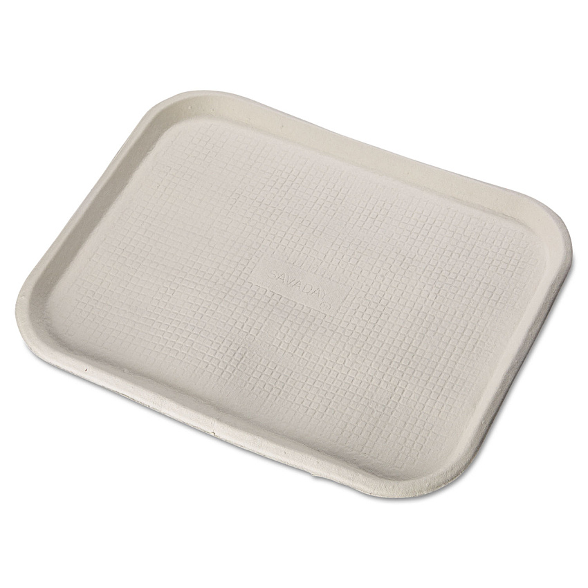 Chinet Savaday Molded Fiber Food Trays, 1-Compartment, 14 x 18, White, Paper, 100/Carton (20804CT)