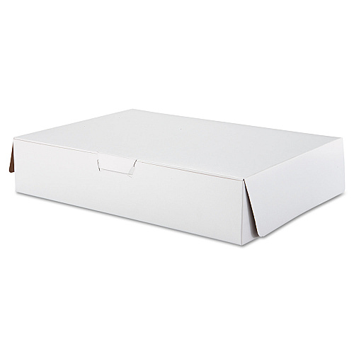 White One-piece Non-window Bakery Boxes, 1/2-sheet Cake Box, 19 X 14 X 4, White, Paper, 50/carton