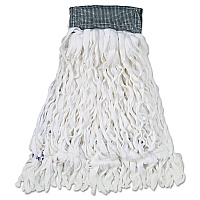 Rubbermaid Commercial Clean Room Mop Head, Rayon, Loop-End, Medium, White, 12/Carton (T300)