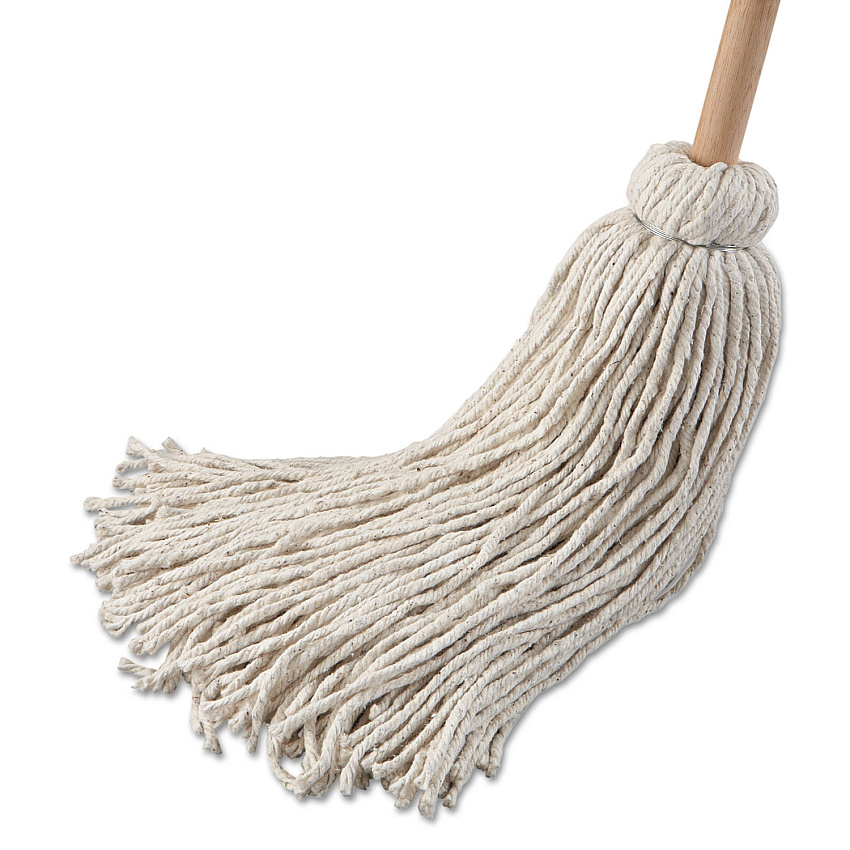 Boardwalk&reg; Cotton Fiber Deck Mop; 54" Wooden Handle, 6 Mops (BWK132C)