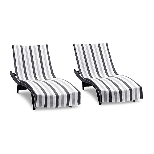 Cabo Cabana Chaise Cover 30x85 Black/grey - Case Of 12 (CC-CC-BK/GY-CS)