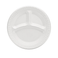 Dart Quiet Classic Laminated Foam Plates, 3-Compartment Plate, 9" dia, White, 125/Pack, 4 Packs/Carton (9CPWQR)
