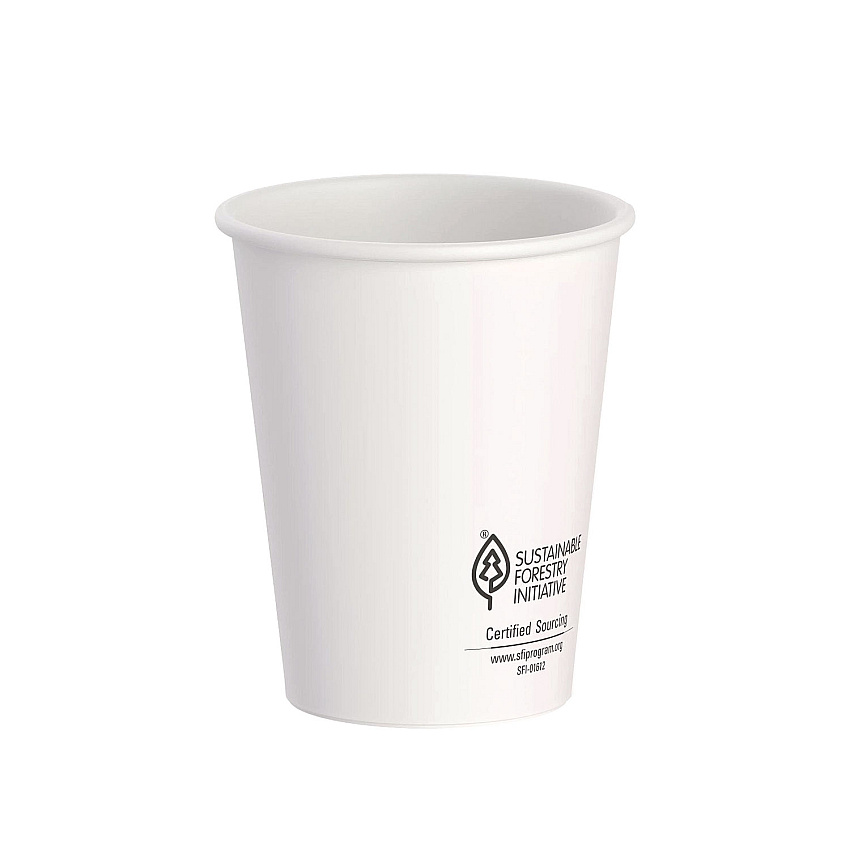 SOLO Thermoguard Insulated Paper Hot Cups, 8 oz, White Sustainable Forest Print, 40/Pack (DWTG8W)